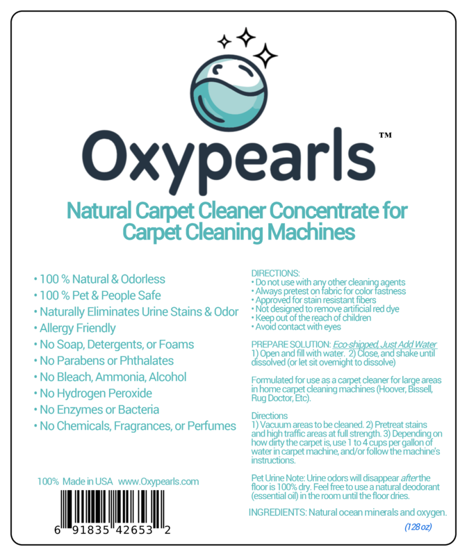 1 Gallon Oxypearls Cleaner Concentrate for Carpet and Spot Cleaning Machines